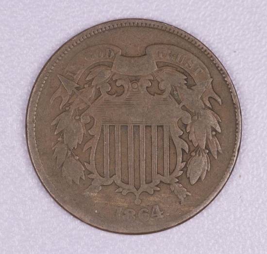 1864 TWO CENT PIECE US TYPE COIN