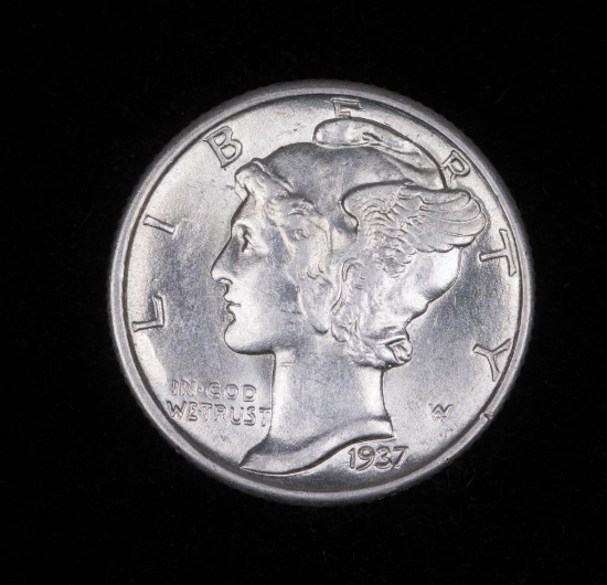 1937 MERCURY SILVER DIME COIN GEM BU UNC MS++