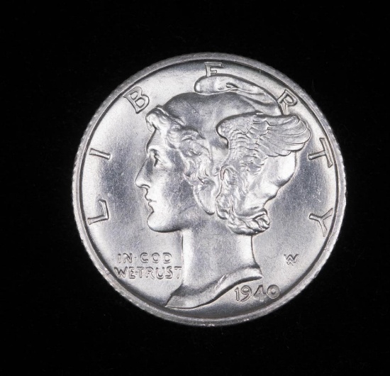 1940 D MERCURY SILVER DIME COIN GEM BU FULL SPLIT BANDS!!