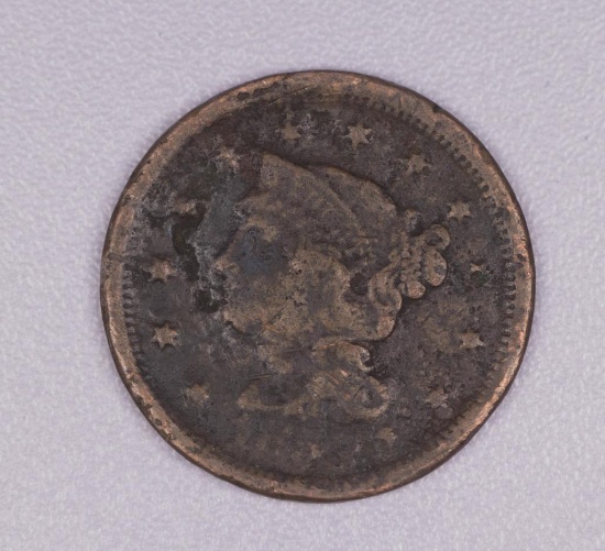 1853 LARGE BRAIDED HAIR CENT PENNY US COIN