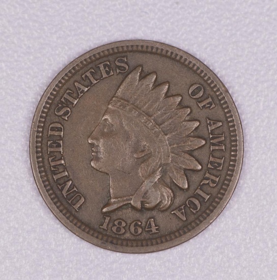 1864 BRONZE INDIAN HEAD CENT PENNY COIN