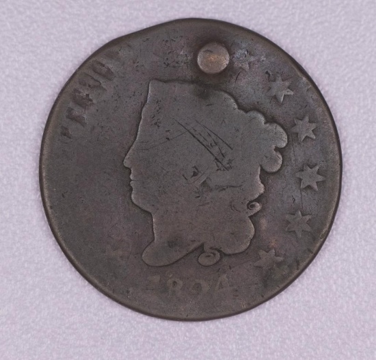 1824 CORONET HEAD US LARGE CENT COIN