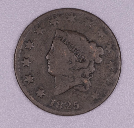 1825 CORONET HEAD US LARGE CENT COIN