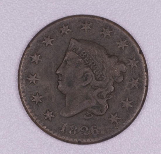 1826 CORONET HEAD US LARGE CENT COIN