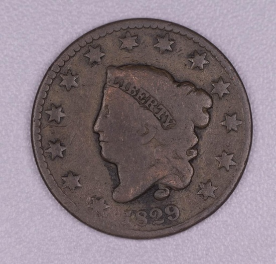 1829 CORONET HEAD US LARGE CENT COIN