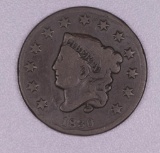 1830 CORONET HEAD US LARGE CENT COIN