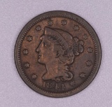 1844 BRAIDED HAIR US LARGE CENT COIN