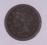 1846 BRAIDED HAIR US LARGE CENT COIN