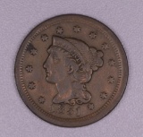 1851 BRAIDED HAIR US LARGE CENT COIN
