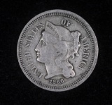 1866 THREE CENT NICKEL US TYPE COIN