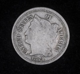 1874 THREE CENT NICKEL US TYPE COIN
