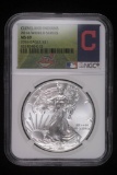2016 1oz .999 FINE SILVER AMERICAN EAGLE COIN NGC MS69 CLEVELAND INDIANS