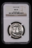 1963 D FRANKLIN SILVER HALF DOLLAR COIN NGC MS64