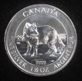 2014 CANADA 1.5 OZ .9999 FINE SILVER COIN WILDLIFE SERIES ARCTIC FOX UNCIRCULATED