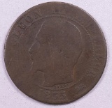 1855 FRANCE 10 CENTIMES BRONZE COIN