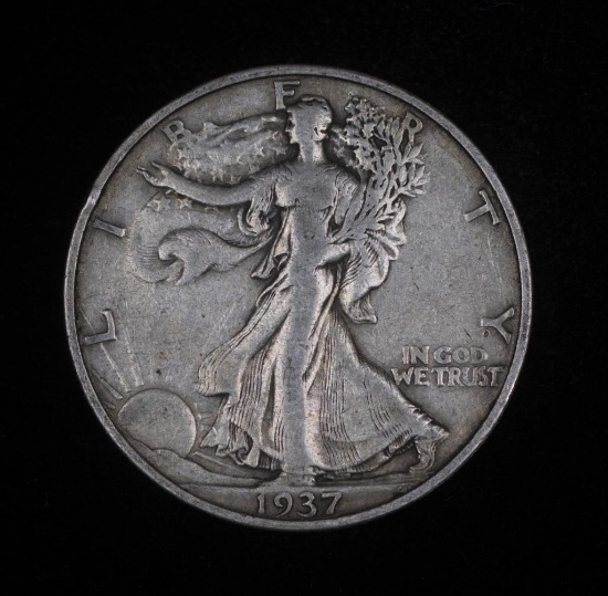 1937 S WALKING LIBERTY SILVER HALF DOLLAR COIN
