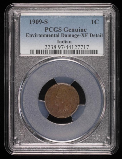 1909 S INDIAN HEAD CENT PENNY COIN PCGS XF