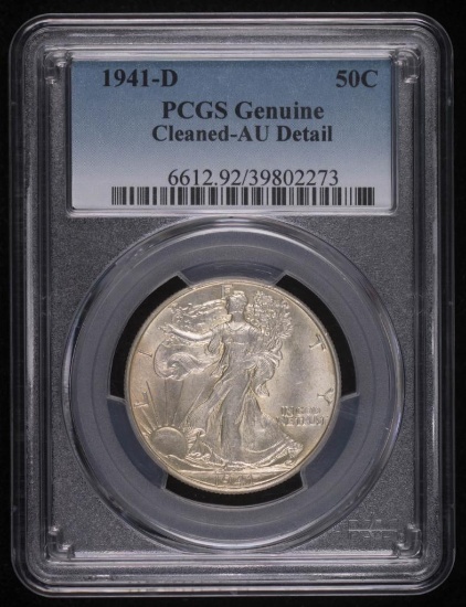 1941 D WALKING LIBERTY SILVER HALF DOLLAR COIN PCGS AU