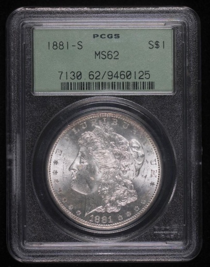 1881 S MORGAN SILVER DOLLAR COIN OGH PCGS MS62