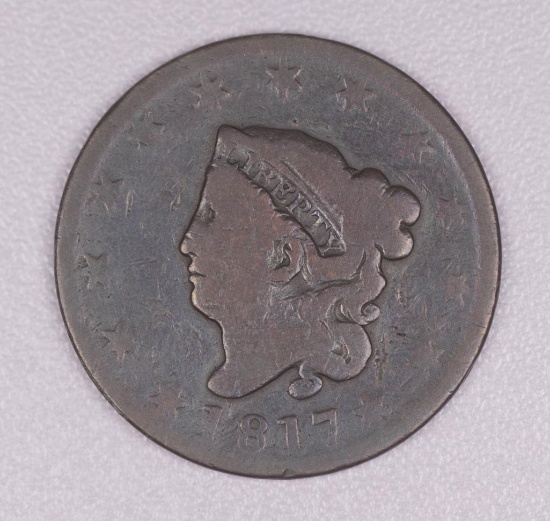 1817 CORONET HEAD LARGE CENT US COPPER COIN **13 STARS**