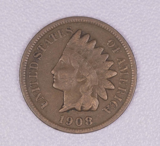 1908 S INDIAN HEAD CENT PENNY COIN