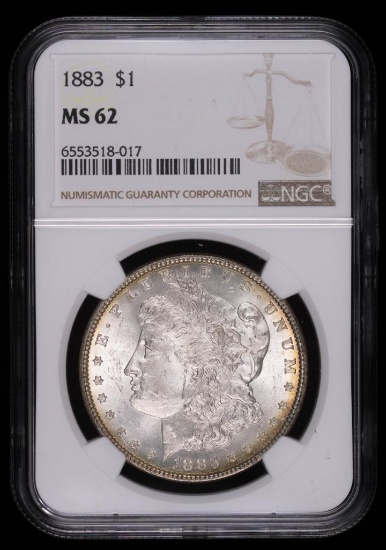 1883 MORGAN SILVER DOLLAR COIN NGC MS62