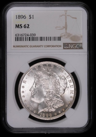 1896 MORGAN SILVER DOLLAR COIN NGC MS62