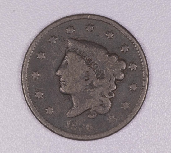 1836 CORONET HEAD US LARGE CENT COPPER COIN