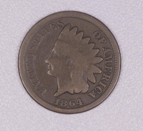 1864 BRONZE INDIAN HEAD CENT PENNY COIN