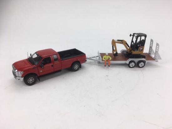 Ford F250 w/Tag Trailer & Caterpillar Mini Excavator - Set