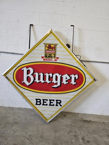 Burger Beer Double Sided Light Up Sign 6'x6'