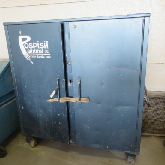 Large metal cabinet on wheels 60"W 66"T 24"D