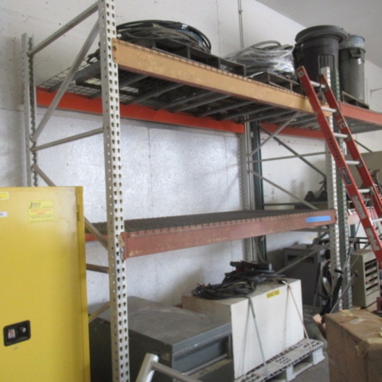 Pallet rack, 2 shelves, no contents 9.5ftW 10ft T  4ftD  buyer responsible for dismantling, must bri