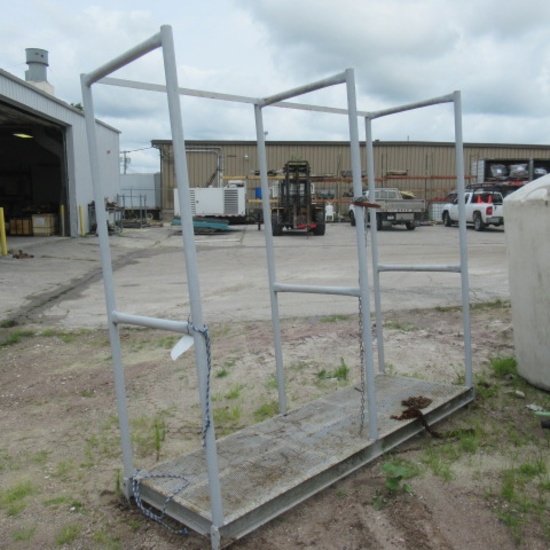 metal rack used to store ladders 8ft W  32" D  7.5ft T