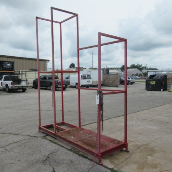 metal rack used to store ladders 8ft W  32" D  10.5ft at its tallest
