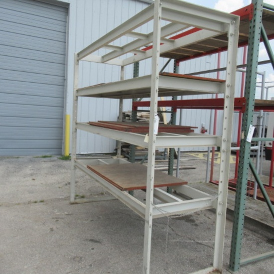 1 section pallet racking, 4 shelves approx. 8'W, 8'T, 34" D  must bring help and tools to dismantle