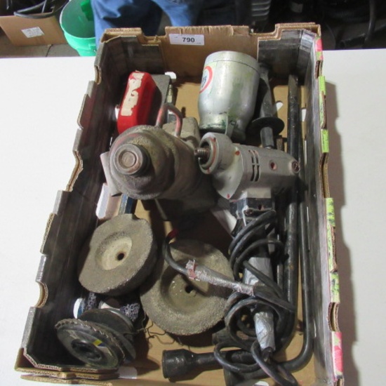 box misc. hyd. jack, air sprayer, tire irons