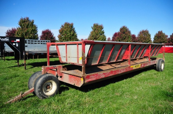 Meyers pull type steel hay/feeding wagon on single axle & dolly wheels