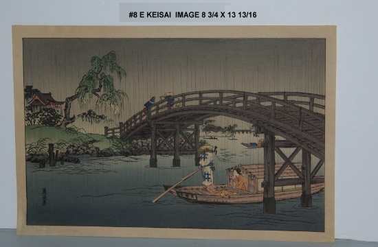 Eisen Keisai: Ferry Boat Beneath a Bridge