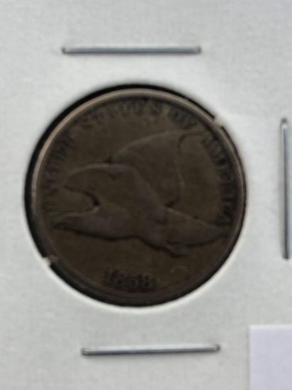 1858 Sm Letter Flying Eagle Cent F12