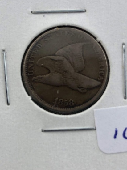 1858 Lrg Letter Flying Eagle Cent F