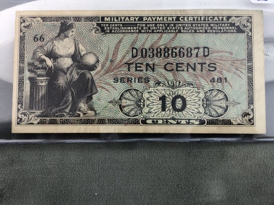 10 Cent Military Payment Certificate series 481 NICE