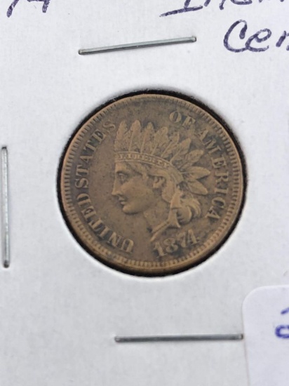 1874 Indian cent XF