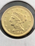 1854 $2 1/2 Liberty Gold Choice AU
