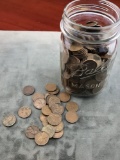 Pint jar 500 mixed wheat cents