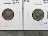 (2) Mercury Dimes 1926 & 27