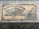 1900 Dominion of  Canada 25 CENTS Fractional Currency poor