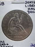 1858 Seated Liberty Half dollar AU55
