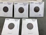Indian cents 1882, 87,88, 90, 98