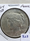 1924 Peace Dollar AU58